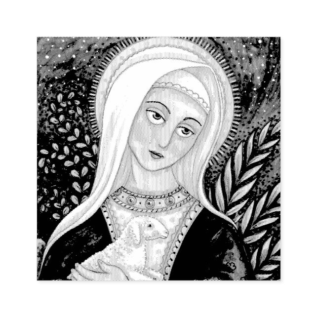 MARY & LAMB, MADONNA, MOTHER OF JESUS ART RUBBER STAMP (Imprint)