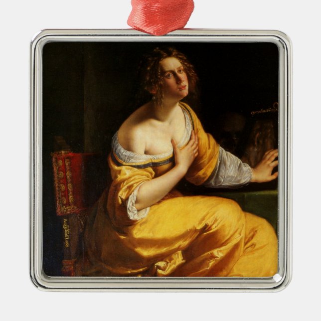 Mary Magdalene (by Artemisia Gentileschi) Metal Ornament (Front)