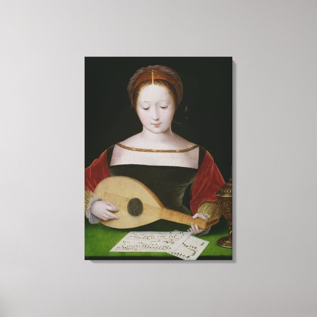Mary Magdalene Playing a Lute Canvas Print (Front)