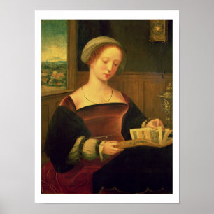 Mary Magdalene Reading (oil on panel) Poster