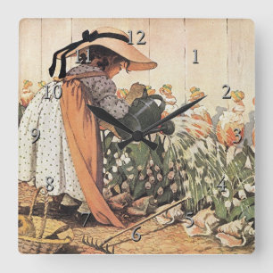 Mary, Mary, Quite Contrary Nursery Rhyme Square Wall Clock