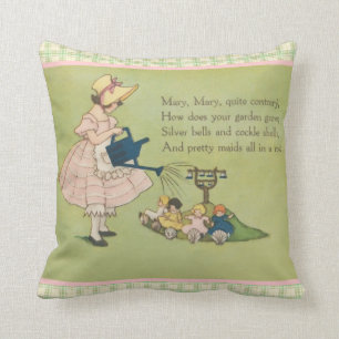 Mary Mary Quite Contrary Nursery Rhyme Throw Pillow