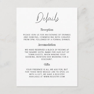 Mary - Minimalist Details Wedding Enclosure Card