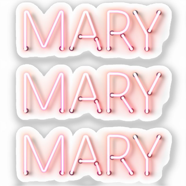 Mary Name in Glowing Neon Lights x3 (Front)