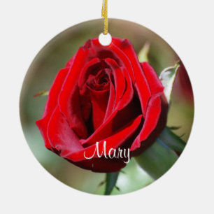 Mary Personalized Red Rose Ornament