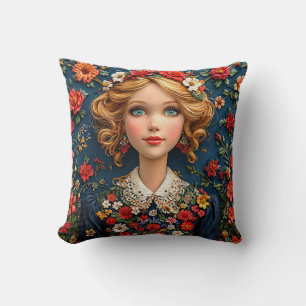 Mary Poppins cartoon art Throw Pillow