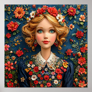 🌸 Mary Poppins Cartoon Floral Magical Vintage Poster