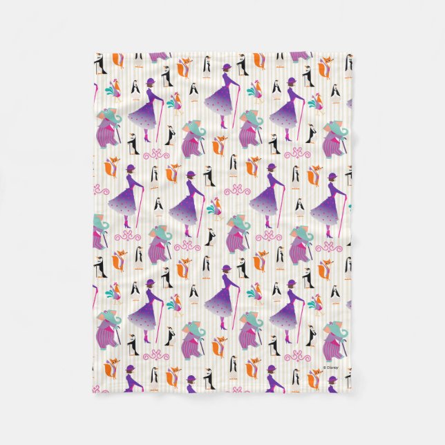 Mary Poppins & Friends Striped Pattern Fleece Blanket (Front)