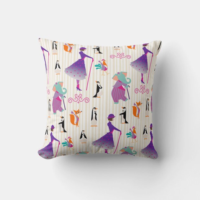 Mary Poppins & Friends Striped Pattern Throw Pillow (Front)