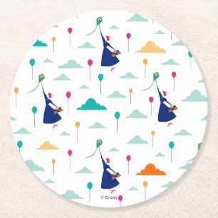 Mary Poppins   Magic Fills the Air Pattern Round Paper Coaster