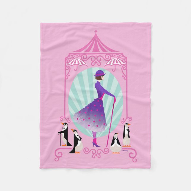 Mary Poppins & Penguins Fleece Blanket (Front)