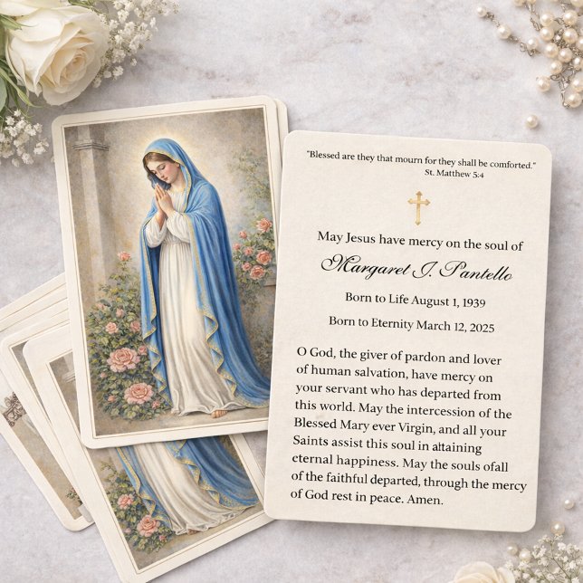 Mary Praying Catholic Funeral Memorial Holy Card - (Creator Uploaded)