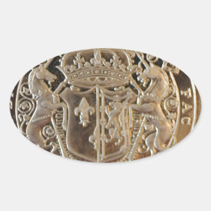 MARY QUEEN OF SCOTS ANCIENT COIN OVAL STICKER