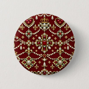 Mary Queen of Scots Inspired Design Magical Jewels 2 Inch Round Button