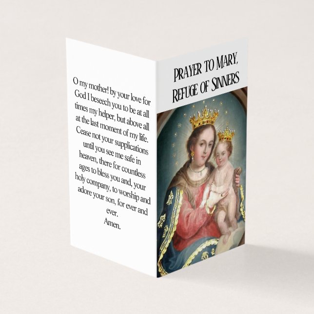Mary, Refuge of Sinners Prayer Card  (Outside)