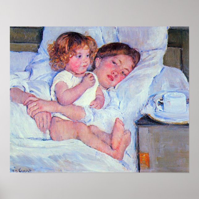 Mary Stevenson Cassatt-Breakfast in bed Poster (Front)