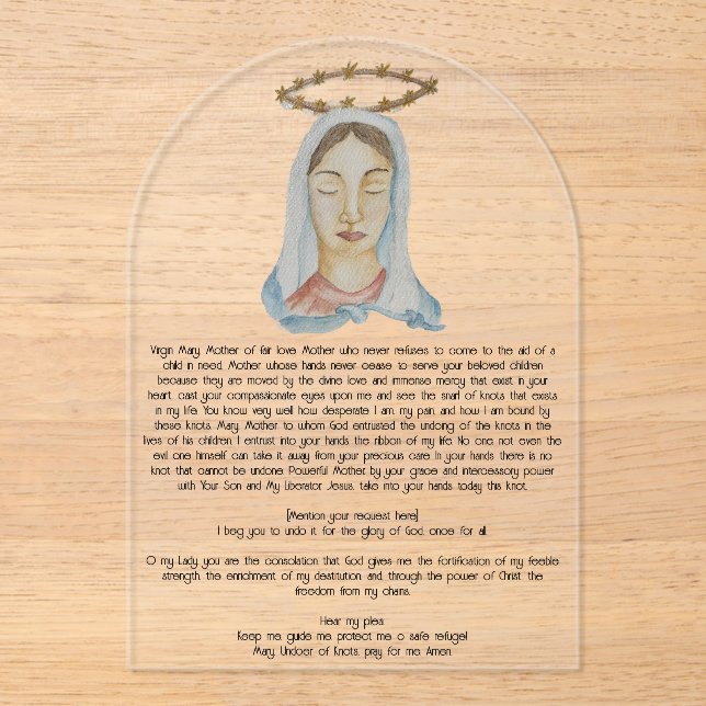 Mary Undoer of Knots Acrylic Prayer Card Invitations (Front)