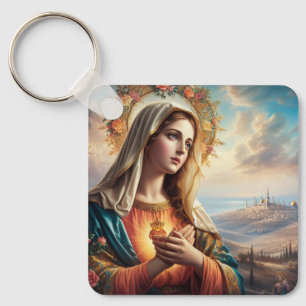 Mary Virgin Jesus Keychain