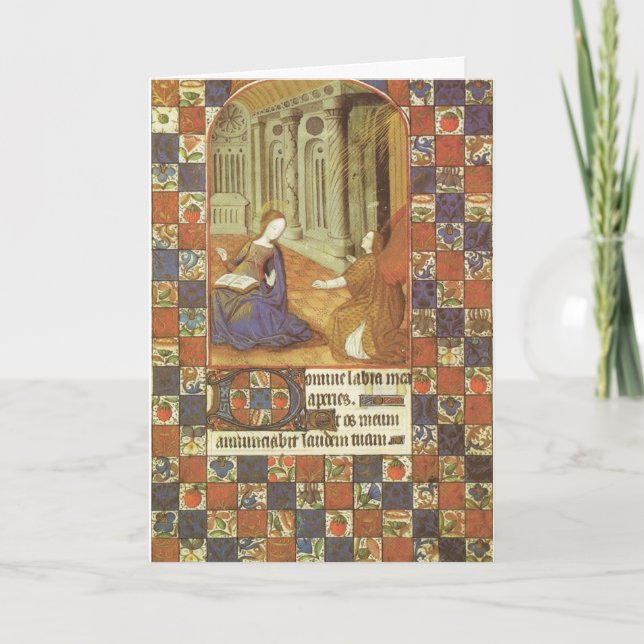 Mary visits her cousin Elizabeth, medieval Holiday Card (Front)