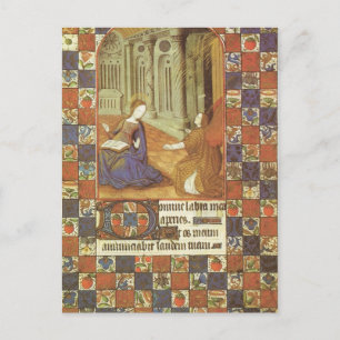 Mary visits her cousin Elizabeth, medieval Postcard