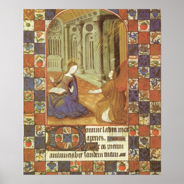 Mary visits her cousin Elizabeth, medieval Poster (Front)