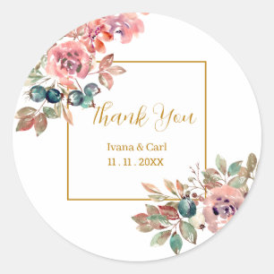 MARY Watercolor Rose Emerald Green Label
