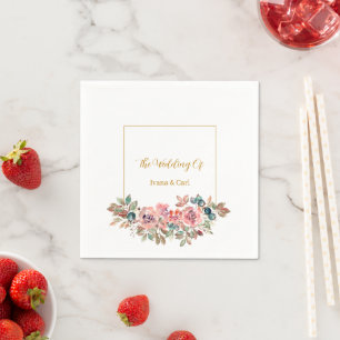MARY Watercolor Rose Emerald Green Napkin