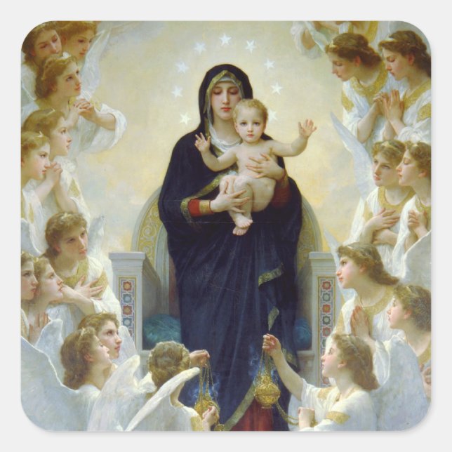Mary with Angels - Regina Angelorum Square Sticker (Front)