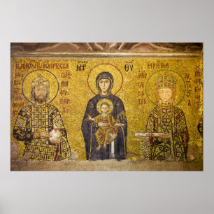 Mary with Baby Jesus Byzantine Mosaic Poster