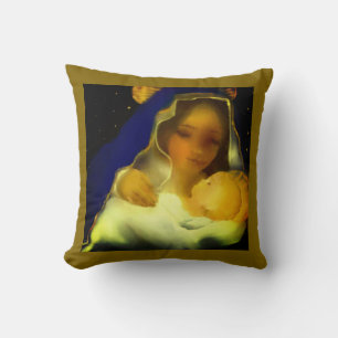 Mary With Jesus Throw Pillow