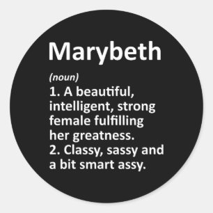 Marybeth Definition Personalized Name Funny Christ Classic Round Sticker