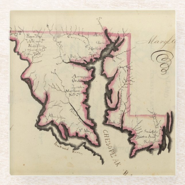 Maryland 3 glass coaster (Front)