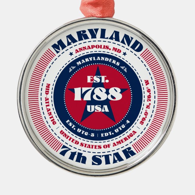Maryland 7th State Christmas Ornament (Front)