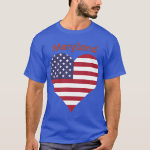 Maryland American Flag Heart T-Shirt