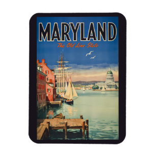 Maryland Annapolis Painterly Illustration Travel Magnet