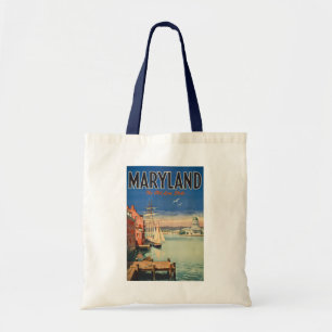 Maryland Annapolis Painterly Illustration Travel Tote Bag