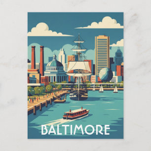 Maryland Baltimore Inner Harbor Travel Postcard
