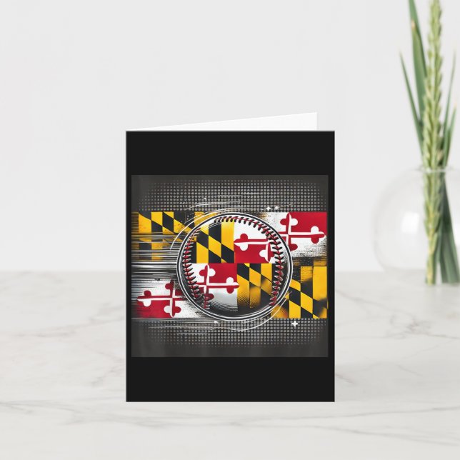 Maryland Baseball Player Design With State Flag Ar Card (Front)
