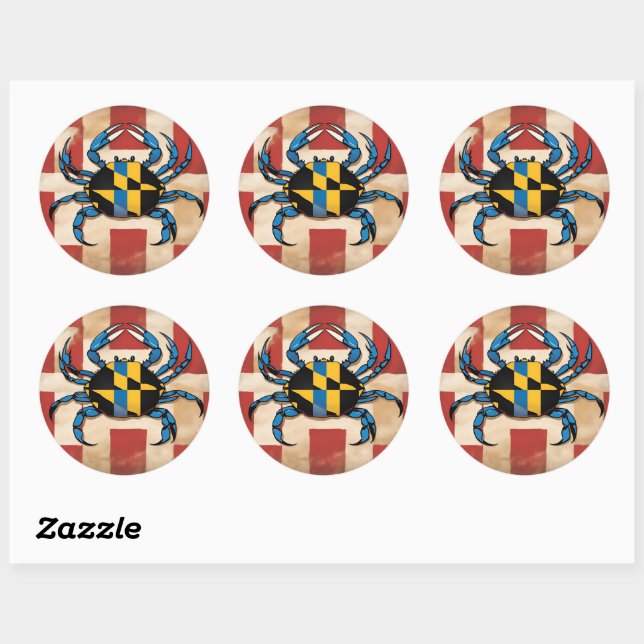 Maryland Blue Crab Classic Round Sticker (Sheet)