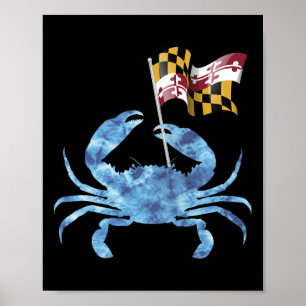 Maryland Blue Crab Flag Of Maryland Family Vacatio Poster