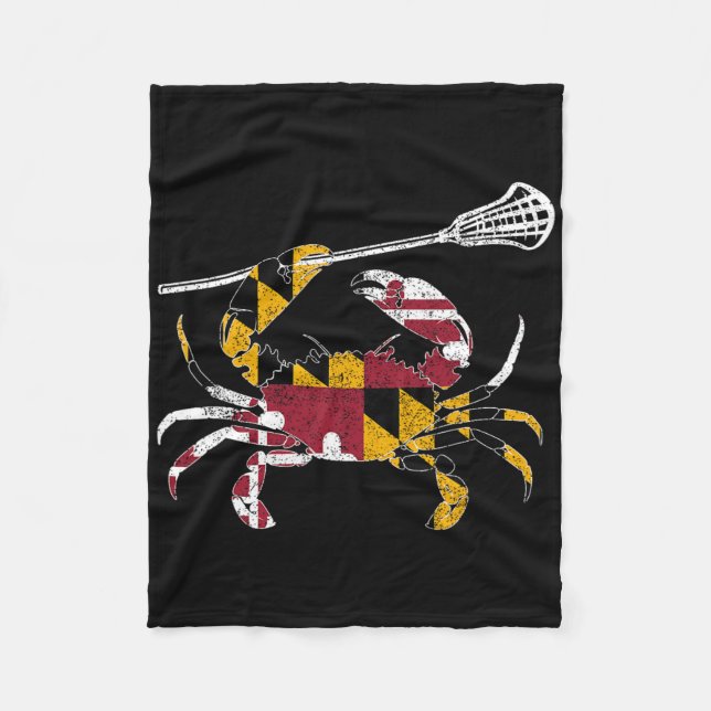 Maryland Blue Crab Lacrosse Lover Tee Flag Of Mary Fleece Blanket (Front)