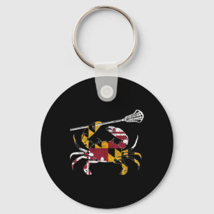 Maryland Blue Crab Lacrosse Lover Tee Flag Of Mary Keychain