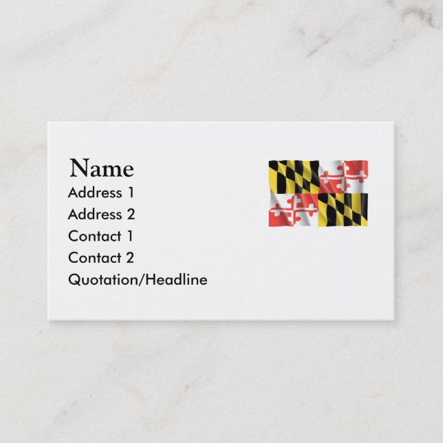MARYLAND BUSINESS CARD (Front)