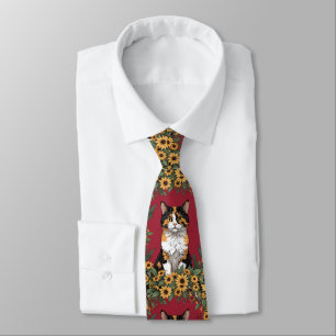 Maryland Calico Cat And Black Eyed Susan Flowers 4 Tie