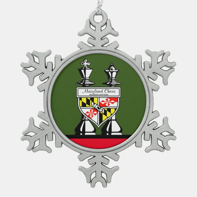 MARYLAND CHESS SNOWFLAKE PEWTER CHRISTMAS ORNAMENT (Front)
