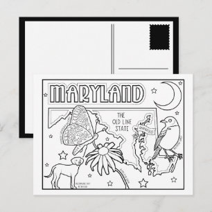 maryland colour me collage postcard