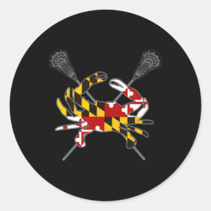 Maryland Crab Lacrosse Crossed Stick Md Flag Match Classic Round Sticker