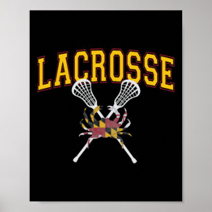 Maryland Crab Lacrosse Crossed Sticks Lax Md Flag  Poster