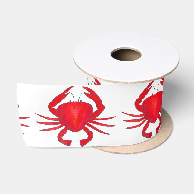 Maryland Crab Red Crabs Crabby Beach Ocean Ribbon Satin Ribbon (Spool)