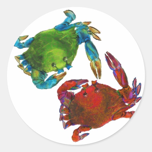 Maryland Crabs Before and After Classic Round Sticker (Front)